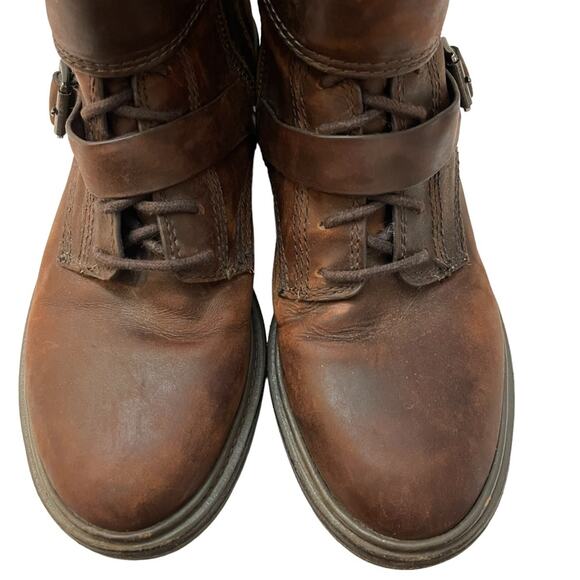 Belle By Sigerson Morrison Brown Leather Snap Buckle Boots - Picture 9 of 11